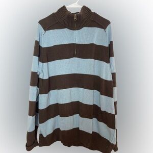 Sonoma, men’s XL, quarter zip striped sweater, blue and gray